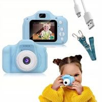 APARAT CYFROWY FOTOGRAFICZNY DLA DZIECI 1080p OBUDOWA KOTEK GRY NIEBIESKI