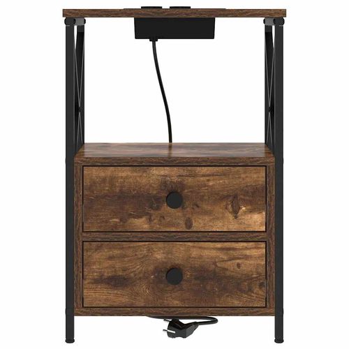 Nocna szafka z stacją ładującą z szufladą Wędzony dąb na Arena.pl