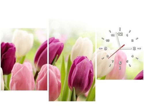 60CM 90 ZEGAR 3 ELEM SOCZYSTE TULIPANY ŚCIENNY na Arena.pl