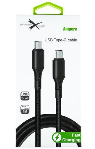 Kabel USB typ-C - USB typ-C eXtremestyle Ampere (2 m, czarny) na Arena.pl