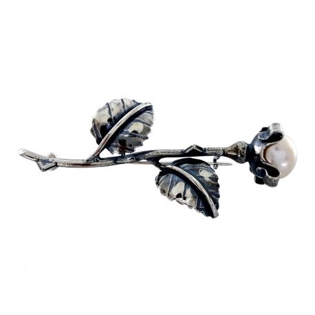 SREBRNA BROSZKA KWIAT KWIATEK Z PERŁĄ SREBRO PRÓBY 925 na Arena.pl