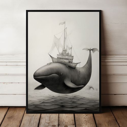 Plakat wieloryb statek 29,7x42 cm A3 na Arena.pl