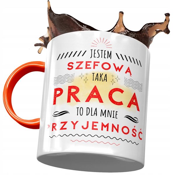 Kubek Pomarańczowy Dla Szefowej Prezent Z Nadrukiem Ze Zdjęciem zdjęcie 1