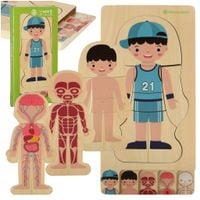 Puzzle Drewniane Warstwowe Budowa Ciała Montessori Chłopiec 28 Elementów