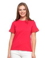 Bluzka damska z koronką BD1900-038 - różowa M