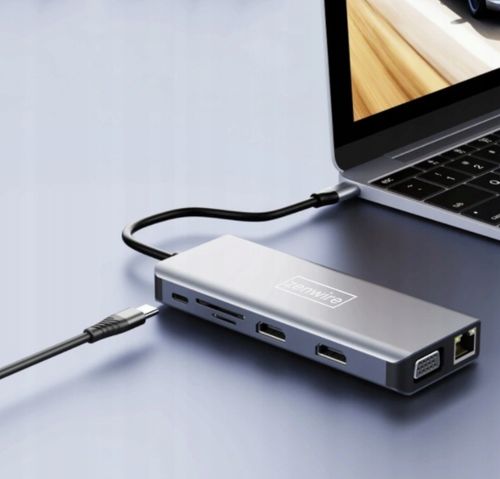 ADAPTER HUB 12w1 USB-C 2x HDMI VGA Jack RJ45 M1 na Arena.pl