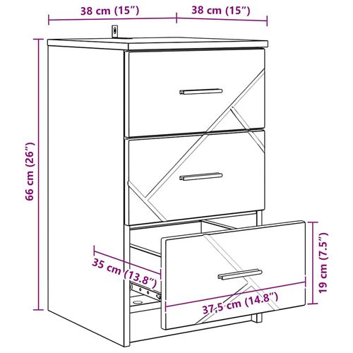 Szafka Nocna z szufladą Szary dąb sonoma 38 x 38 x 66 cm na Arena.pl
