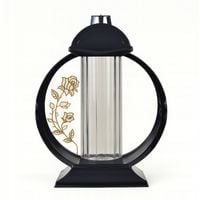 Znicz Medalion Czarny Szklany Lampion Nagrobny Dekoracyjny