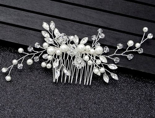 Do Włosów Srebrny Grzebyk Ozdoba Perełki Kryształy na Arena.pl