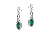 RODOWAN SREBRNE PODŁUŻNE KOLCZYKI ZIELONE CYRKONIE