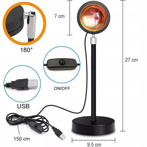 LAMPKA LED SUNSET RGB ZACHÓD SŁOŃCA PILOT PREZENT do sypialni salonu pokoju na Arena.pl