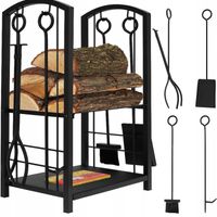 Kosz na Drewno Kominkowe Stojak Metalowy Akcesoria Przybory do Kominka