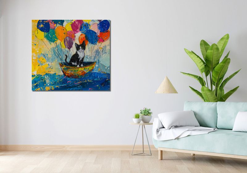 Obraz 100x90cm Kot na Łodzi zdjęcie 2