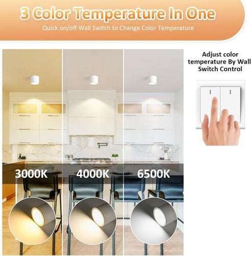 Lampa Sufitowa Spot LED Natynkowa GX53 9W IP44 3 Barwy Aluminium Biała na Arena.pl