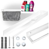 Biała półka łazienkowa wisząca pod prysznic do łazienki regał na kosmetyki