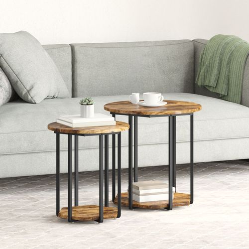 Stolik boczny  2 szt. z dymionego dębu, z drewna inżynieryjnego i metalu na Arena.pl