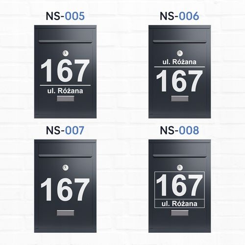 SKRZYNKA NA LISTY Z NUMEREM DOMU | POCZTOWA | A4 | ANTRACYT RAL7016 | WZORY na Arena.pl