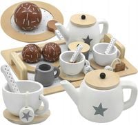 DREWNIANY ZESTAW DO HERBATY Serwis Kawowy | Filiżanki | Talerzyki | PREZENT