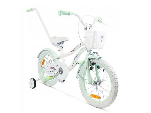 ROWER ROWEREK DZIECIĘCY DLA DZIEWCZYNKI PROWADNIK KOŁO 16 CALI RAINBOW MINT na Arena.pl