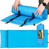 Mata samopompująca 186 cm z poduszką mata turystyczna biwakowa z pokrowcem niebieska