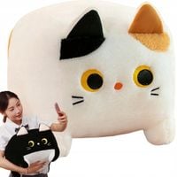 MASKOTKA KWADRATOWY KOT PLUSZOWY PLUSZAK DUŻA PRZYTULANKA KOTEK PODUSZKA