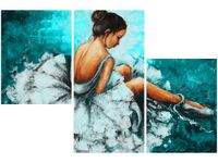 OBRAZ BALETNICA TURKUSOWYM TLE