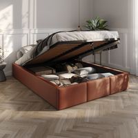 ŁÓŻKO 140x200 TAPICEROWANE Z POJEMNIKIEM + STELAŻ METALOWY PODNOSZONY