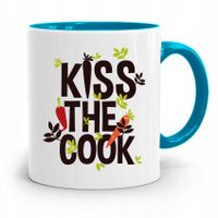 Kubek Błękitny Dla Kucharza Kiss The Cook Z Nadrukiem Ze Zdjęciem