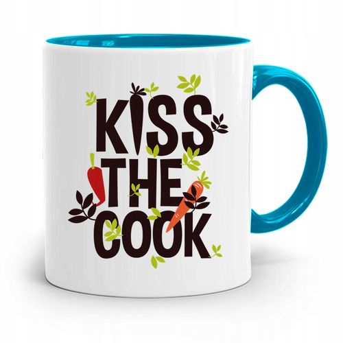 Kubek Błękitny Dla Kucharza Kiss The Cook Z Nadrukiem Ze Zdjęciem na Arena.pl