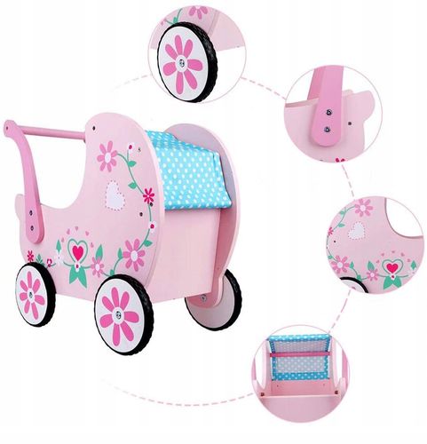 wózek drewniany różowy na Arena.pl