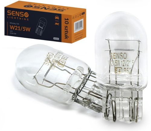 ŻARÓWKI SENSO W21/5W 12V HOMOLOGACJA E4 x10sztuk na Arena.pl