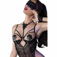 chilirose cr 4675 czarne nakładki z łańcuszkiem i nitami, wielokrotnego