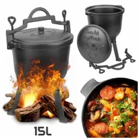 Kociołek myśliwski żeliwny 15L GARNEK węgierski na ognisko grill pieczonki
