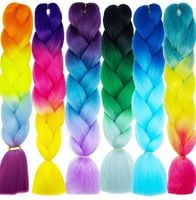 Zestaw Włosy syntetyczne kolorowe warkoczyki 6 sztuk sztuczne OMBRE kolory