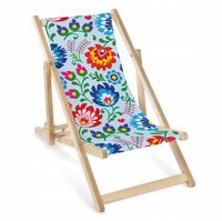 DREWNIANY LEŻAK DZIECIĘCY z NADRUKIEM Jasnoniebieski FOLK OGRODOWY PLAŻOWY