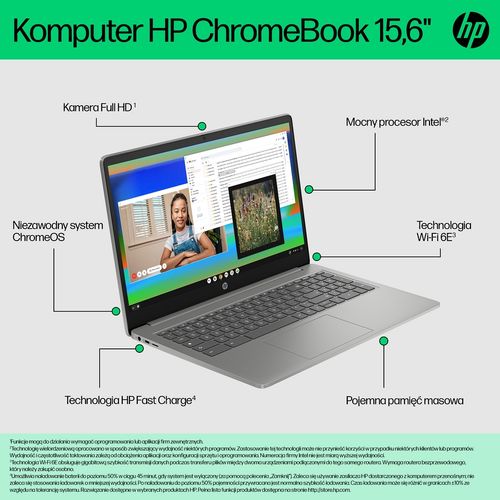 HP Chromebook 15a FullHD IPS Intel Core i3-N305 8-rdzeni 8GB LPDDR5 256GB UFS SSD Chrome OS na Arena.pl