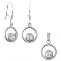 SREBRNY KOMPLET KÓŁKA Z DUŻYMI CYRKONIAMI SREBRO PRÓBY 925