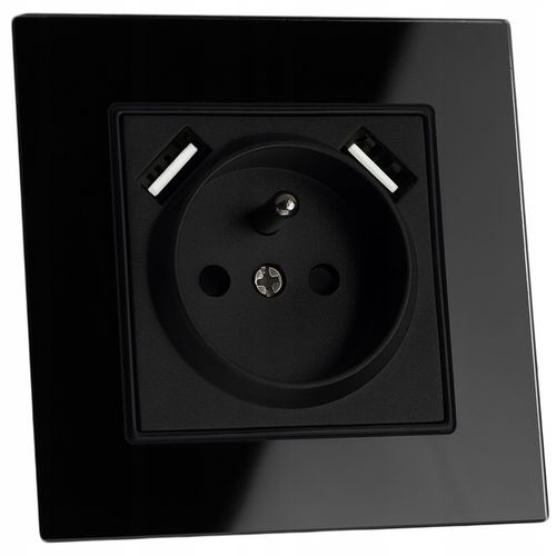 Kontakt GNIAZDO ELEKTRYCZNE Z BOLCEM szklane POJEDYNCZE CZARNE 2x USB FI60 na Arena.pl
