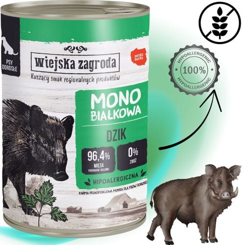 mokra karma dla psa dzik 400g monobiałkowa wiejska zagroda hipoalergiczna na Arena.pl