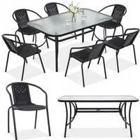 Zestaw MEBLI Jadalnianych Ogrodowych SIMPLE STÓŁ 150x90cm 6xKrzesło Grafit