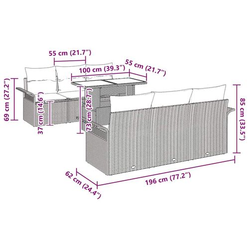 Zestaw Sof na Ogród z poduszką 7 pcs Jasnoszary Polirattan na Arena.pl