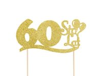Topper na tort, "60 Sto Lat", 19 cm x 14 cm, złoty