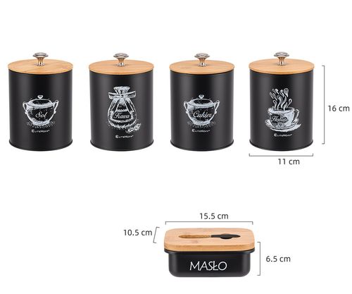 zestaw 4 pojemników kuchennych i maselniczka e-6055 na Arena.pl