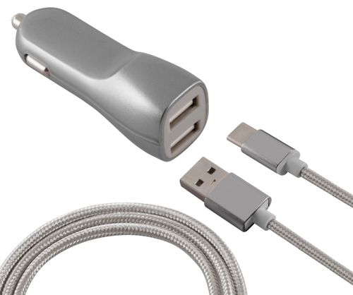 Ładowarka do Samochodu 2 USB 2.1A Srebro na Arena.pl