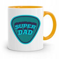 Kubek Żółty Prezent Na Dzień Ojca Super Dad Z Nadrukiem Ze Zdjęciem
