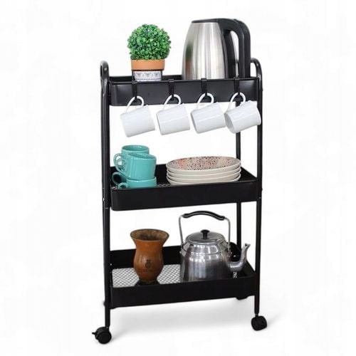 Wózek kuchenny łazienkowy na kółkach z kółkami czarny regał szafka na Arena.pl