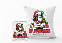 Zestaw PODUSZKA i KUBEK zabawny mikołajkowy PREZENT twój tekst imię