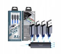 KABEL USB 3W1 3.1A SOMOSTEL LED BLUE NIEBIESKI QUICK CHARGER QC 1.2M