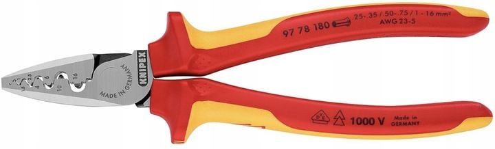 KNIPEX 97 78 180 szczypce do zaciskania tulejek 0,25-16 mm zaciskarka zdjęcie 5