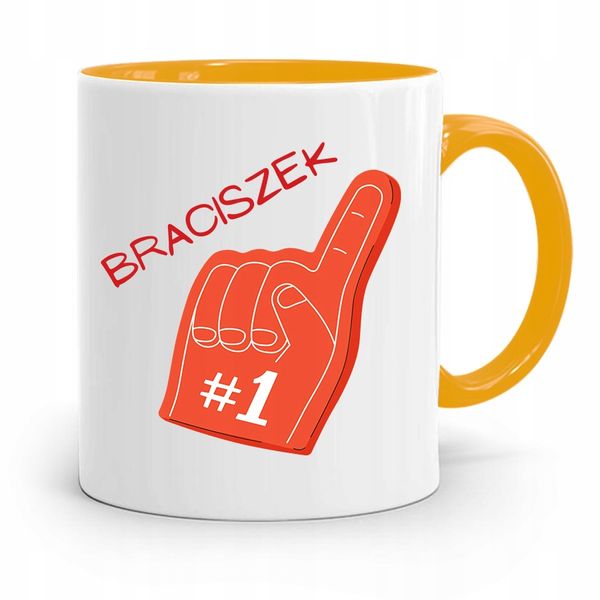 Kubek Żółty Prezent Dla Brata Brat Numer Jeden Z Nadrukiem Ze Zdjęciem zdjęcie 1